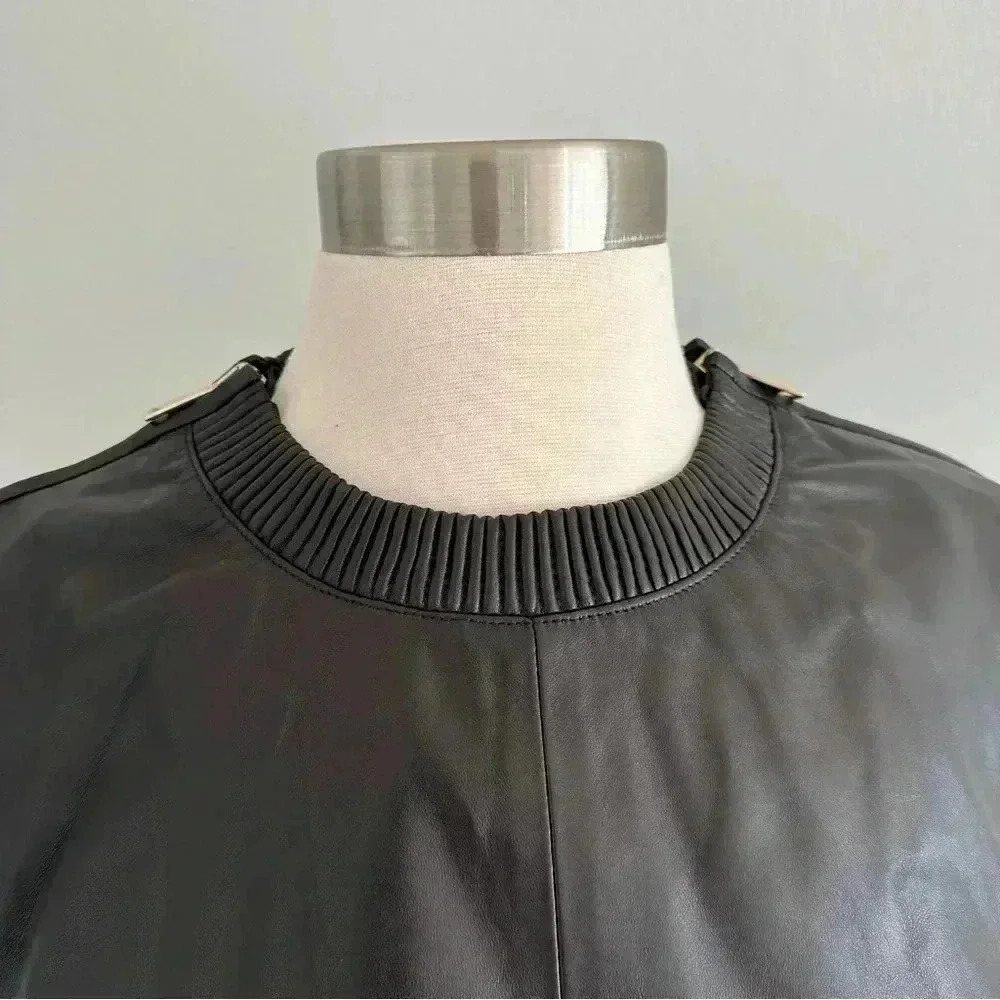 Givenchy Lambskin Leather Crewneck Sweatshirt Top Buttery Soft 38/ XS - Picture 11 of 14